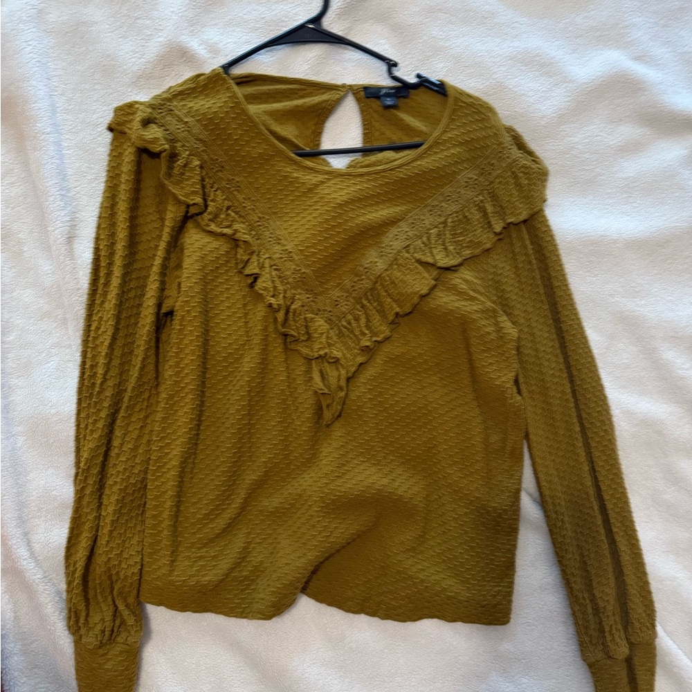 Olive Green Ruffled Women's Top